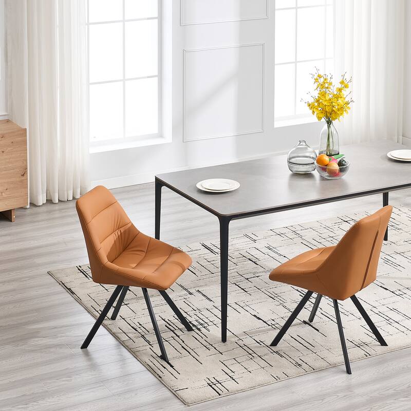 Dining Chair,Thickened fabric chairs with metal legs Set of 2