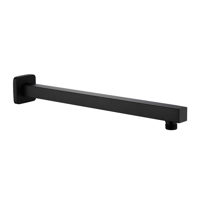 16 in. Square Wall Mount Standard Shower Arm and Flange - Matte Black