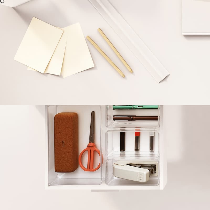 Clear Drawer Organizer Set for Office Storage - 4 Piece