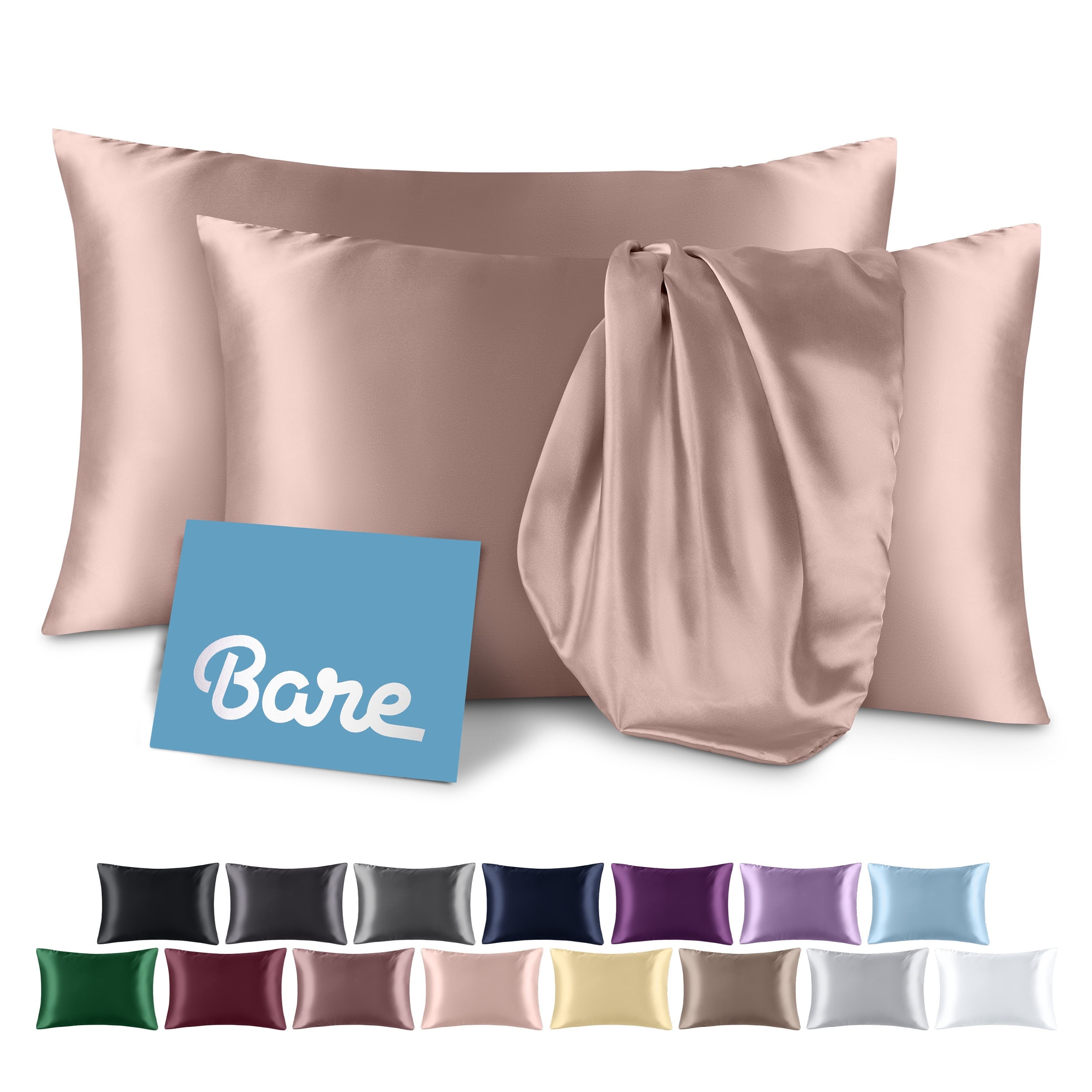 Bare Home Poly Satin Pillowcase Set for Hair and Skin (Set of 2)