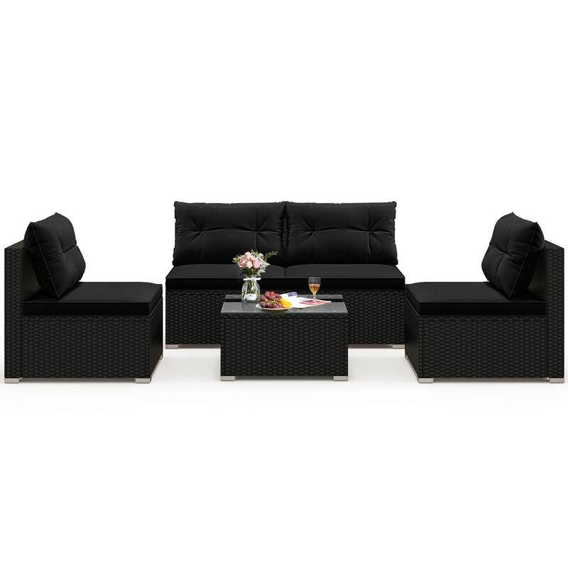 Costway 5 Piece Outdoor Furniture Set with Seat & Back Cushions - See Details
