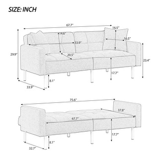 Multiple 3 Adjustable Positions Sleeper Sofa Bed With Comfortable Seat