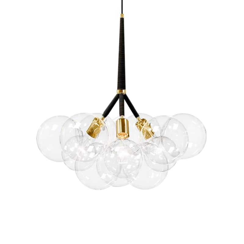 3-Light Modern Glam Cluster Clear Glass Globe Bubble Chandelier with Bulbs Included - 19.7 in. W x 22 in. H