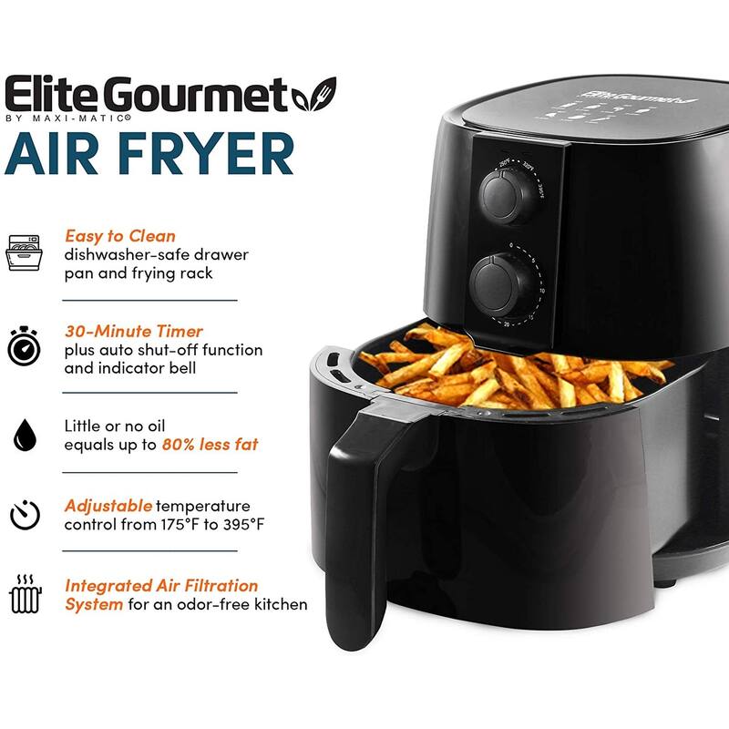 Elite Gourmet 4 Qt. Air Fryer Black