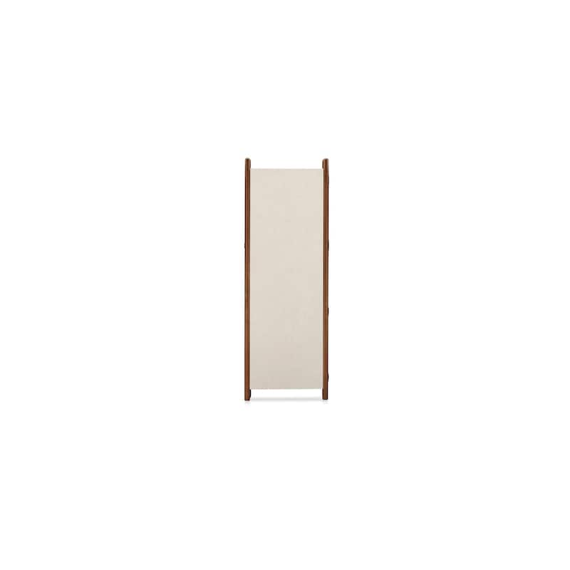 Luca Screen, Linen-Blend Fabric Panels with Solid Rubberwood Frame, Walnut-Stained Posts, Off White