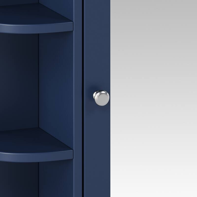 Bathroom Wall Storage Cabinet with Mirror, with Adjustable Wood Shelf & Doors, Mounted Storage Cabinets with 6 Open Shelves