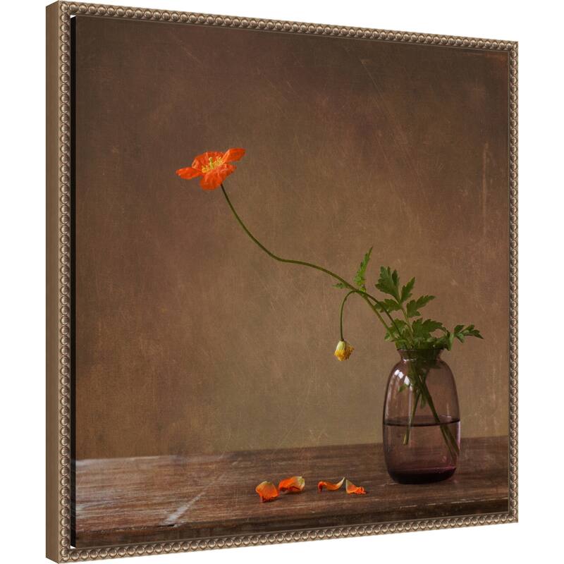 A story with orange poppies by Galina Bunkova Framed Canvas Wall Art Print