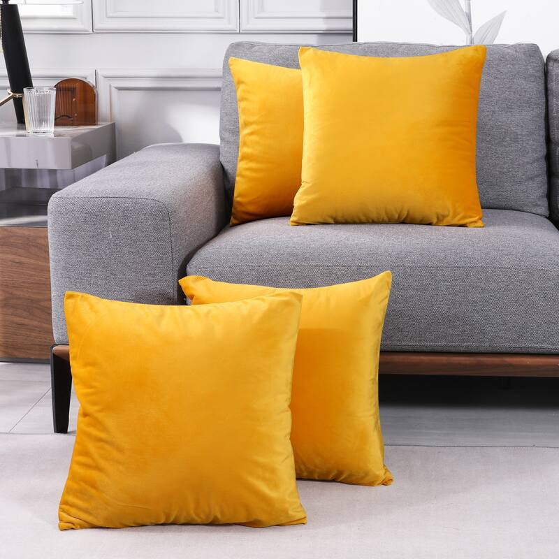Deconovo Velvet Throw Pillow Covers 4 PCS (Cover Only) - 18x18 Inch - Gold