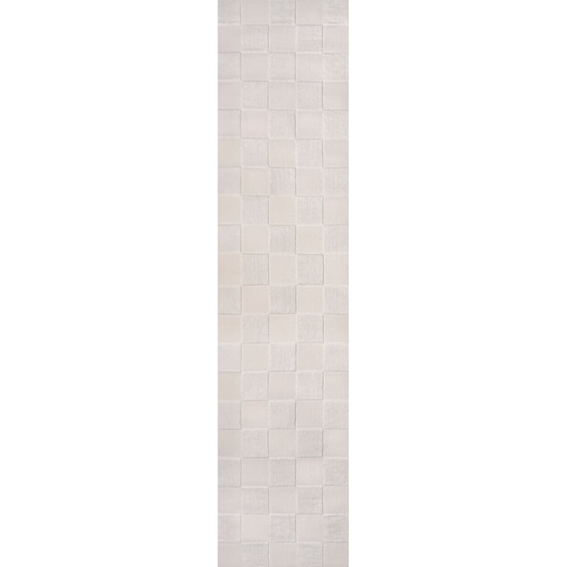 JONATHAN Y Helena Modern Geometric Checkerboard High-Low Area Rug - 2 X 8 - White/Cream