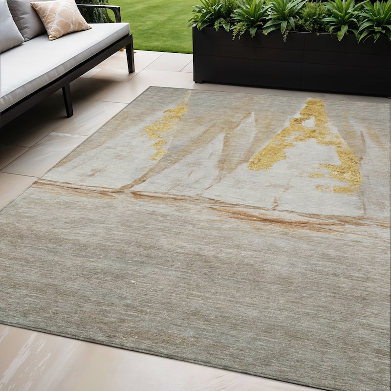 HomeRoots Nautical Transitional Rectangle Outdoor Rug - 5' X 8'