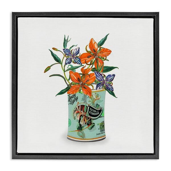 slide 2 of 36, Stupell Lilies In Retro Tin Framed Floater Canvas Wall Art, Design By Val Rhodes Black - 18 x 18