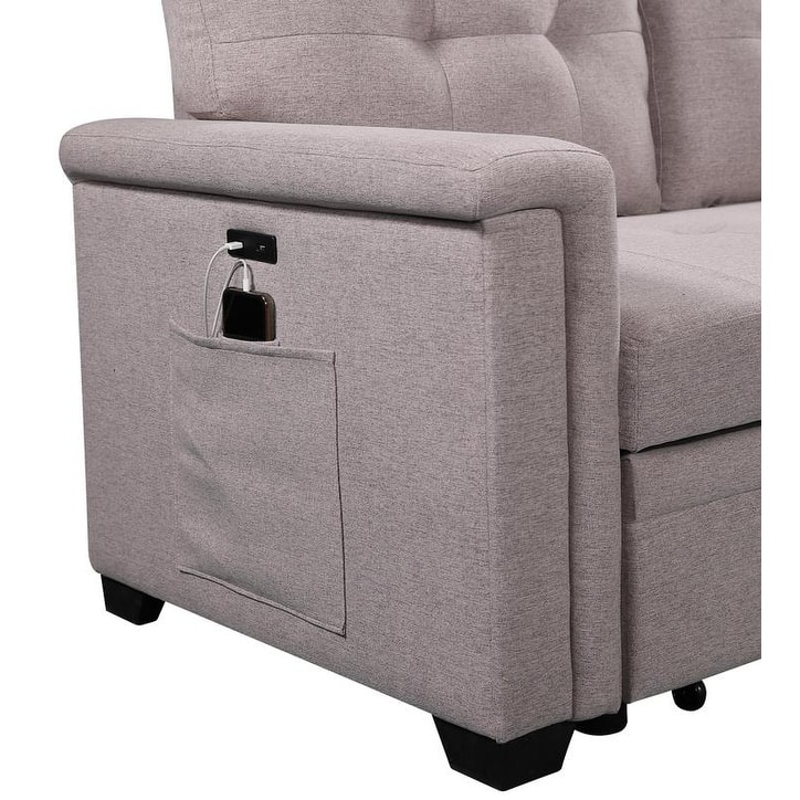 Reversible Sleeper Sectional Sofa with Storage Chaise and Pocket