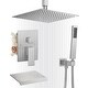 preview thumbnail 14 of 23, Ceiling Mount Tub Shower System With Rough-in Valve Complete Shower Faucet With Handheld And 12 Inch Shower Head Combo Kit Set Brushed Nickel