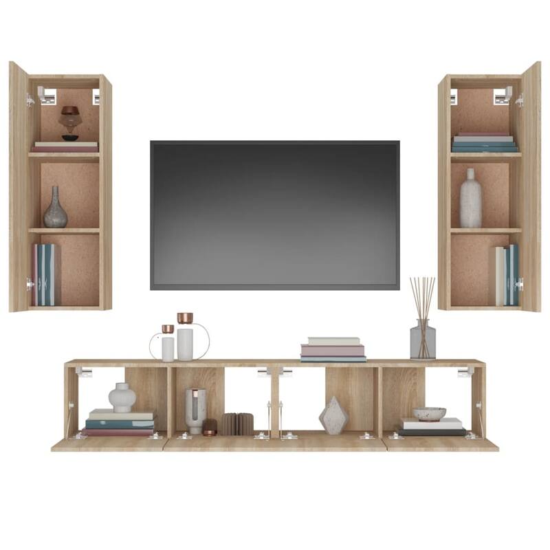 vidaXL TV Cabinet Set Set of 4 Sonoma oak Engineered wood TV Cabinet Set - 11.8 x 12.0 x 35.4 in.