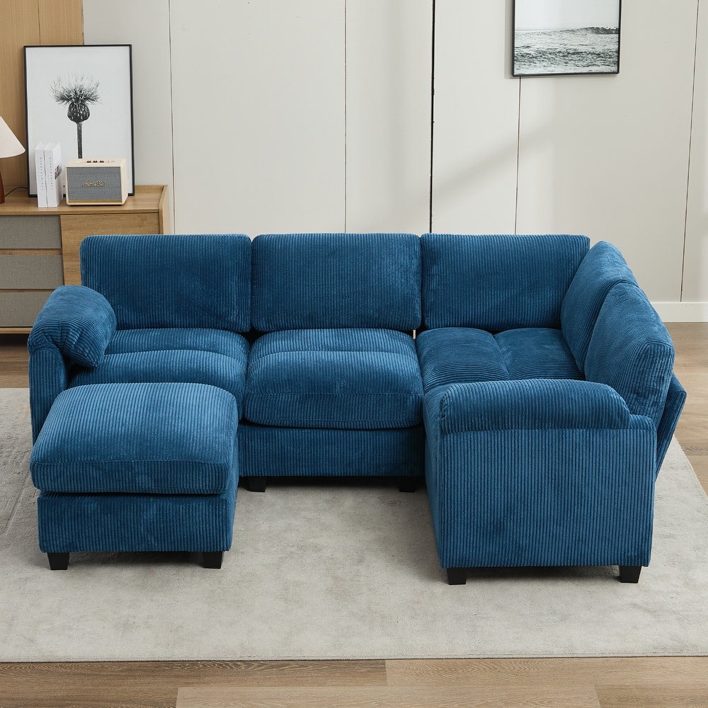 Multi-Seater Corduroy Sectional Sofa, Soft & Comfortable Corner Sofa