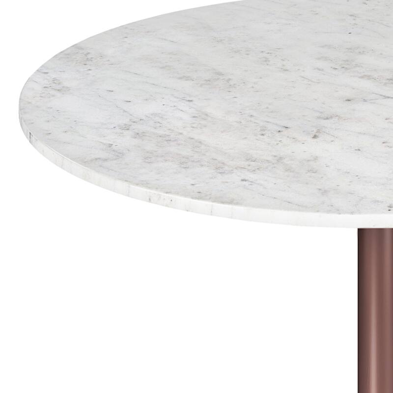 WYNDENHALL Whaler and Iron 36 inch x 36 inch Round Contemporary Dining Table in White/Copper - 36"d x 36"w x 30.5"h