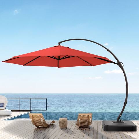 10FT Outdoor Large Hanging Cantilever Patio Umbrella with Base