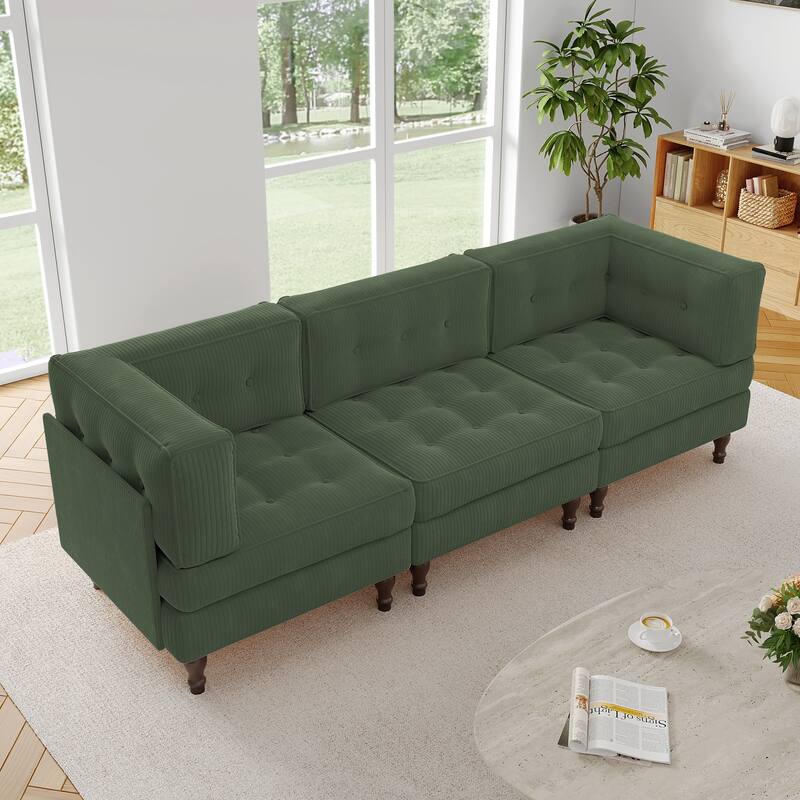 98"W Modular Upholstered Corduroy Sectional Sofa for Living Room