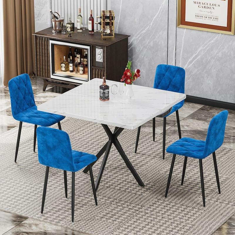 4PCS Velvet Dining Chairs With Metal Frame