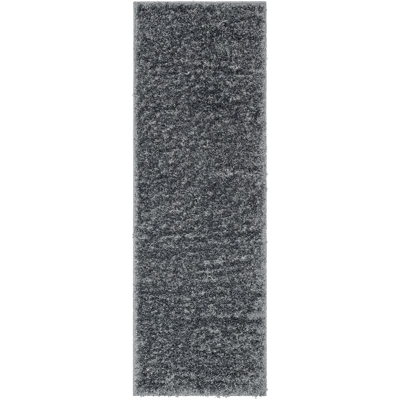 Well Woven Elle Basics Emerson Plain Shag Area Rug - 2' 3" x 7' 3" - Dark Grey