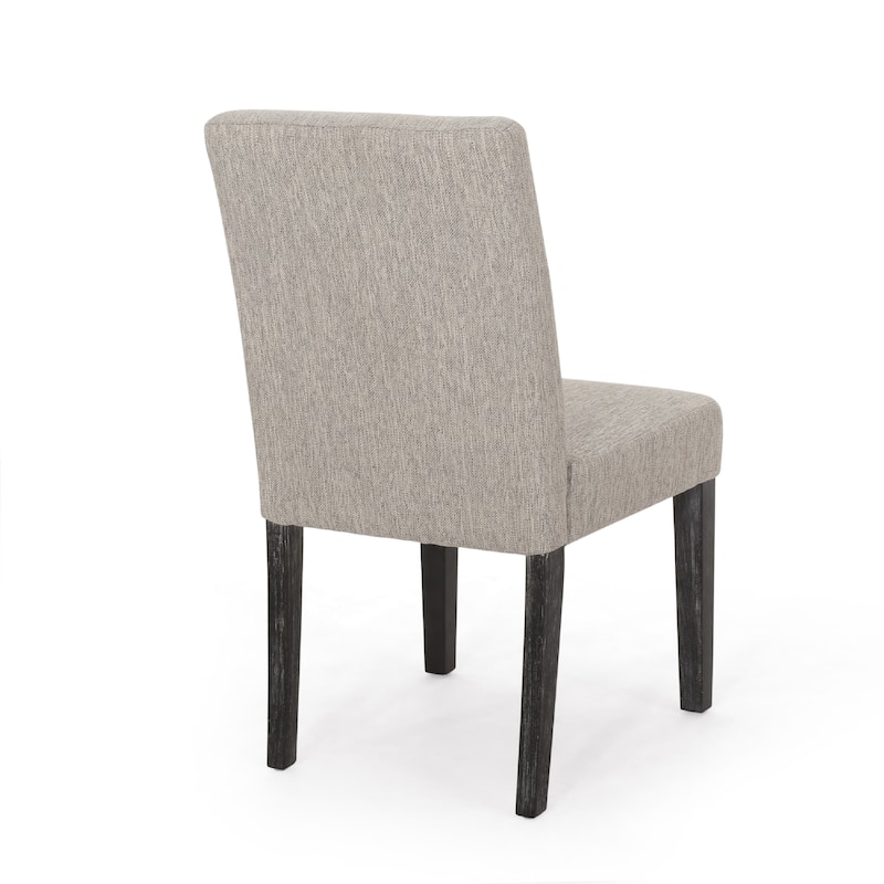Dining Chair Set of 2, Light Gray Fabric, Soft Cushions and Black Wood