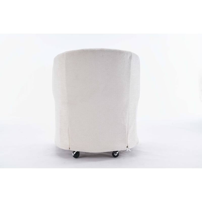 Fabric Dining Armchair With Back Cushion and Universal Wheels