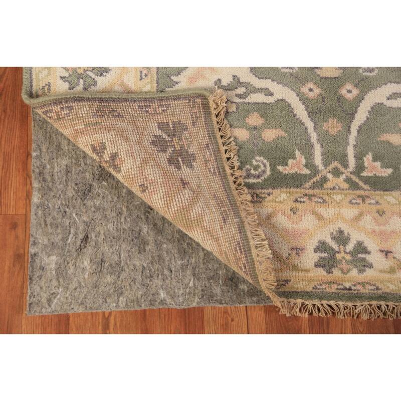 Green Oushak Oriental Rug Transitional Hand-Knotted Wool Carpet - 4'2"x 6'2"