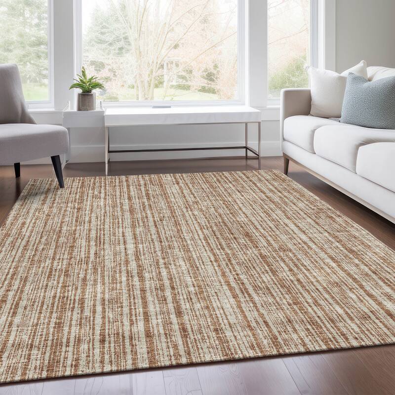 Machine Washable Indoor/ Outdoor Chantille Contemporary Striped Rug