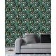 Dark Wallpaper with Green Leaves Peel and Stick and Prepasted - Bed ...