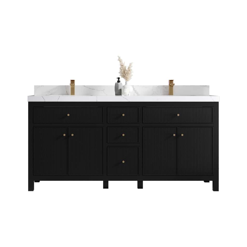 Willow Collections 72 in W x 22 in D Sonoma Free Standing Reeded Double Sink Bathroom Vanity with Countertop