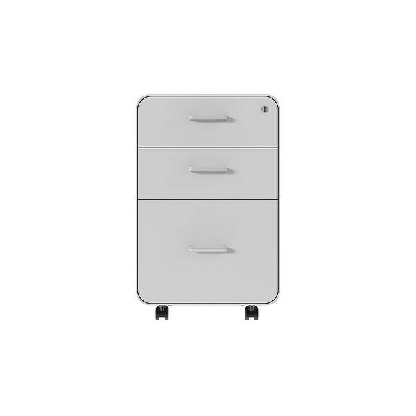 Shop Monoprice Round Corner 3 Drawer File Cabinet White With Lockable Drawer Workstream Collection Overstock 28532118