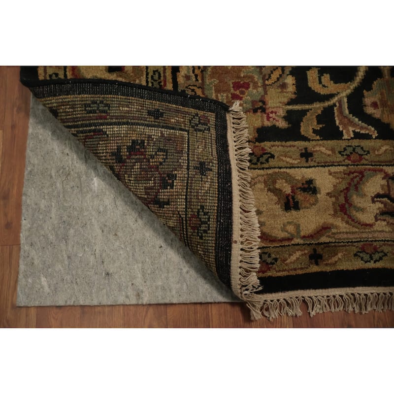 Hand Knotted Oriental 100% Wool Carpet Traditional Floral Black Agra Area Rug - 8' 4'' X 5' 5''