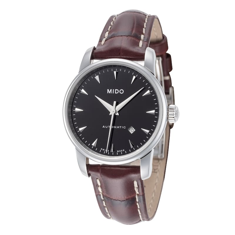 Mido Women's Baroncelli 29mm Black Dial Leather Automatic Watch - Brown - One Size