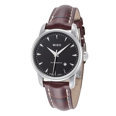 Mido Women's Baroncelli 29mm Black Dial Leather Automatic Watch - Brown - One Size