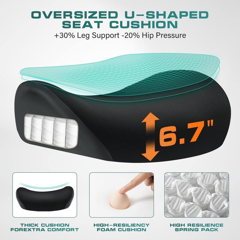 Big and Tall Office Chair with Wide Thick Seat Cushion for Heavy People, Ergonomic Computer Mesh Desk Chairs with Armrests