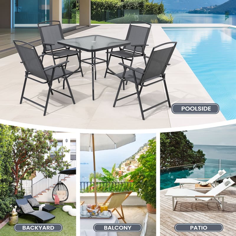 Pellebant Patio Portable Folding Chairs Outdoor Dining Chairs