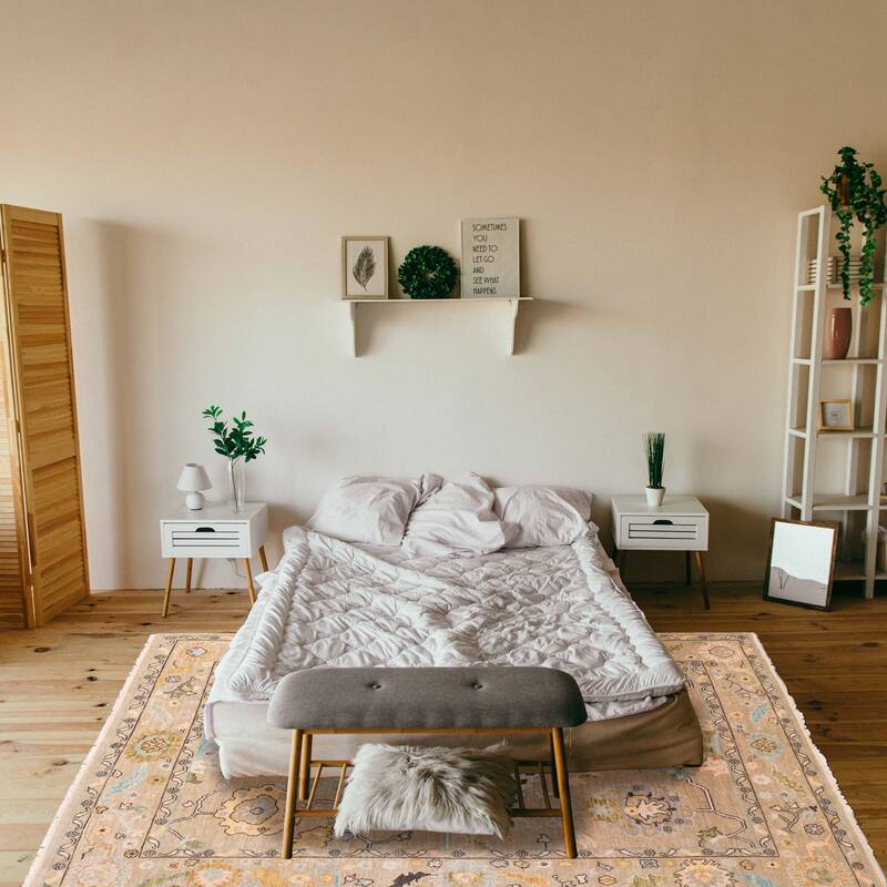 ECARPETGALLERY Hand-knotted Modern Oushak Light Khaki Wool Rug - 8'0 x 9'11