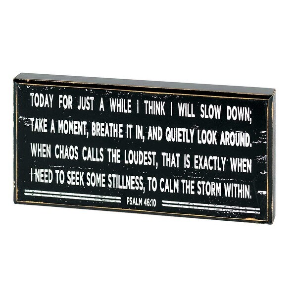 8" Black and White Inspirational Psalm 46:10 Tabletop Plaque - N/A