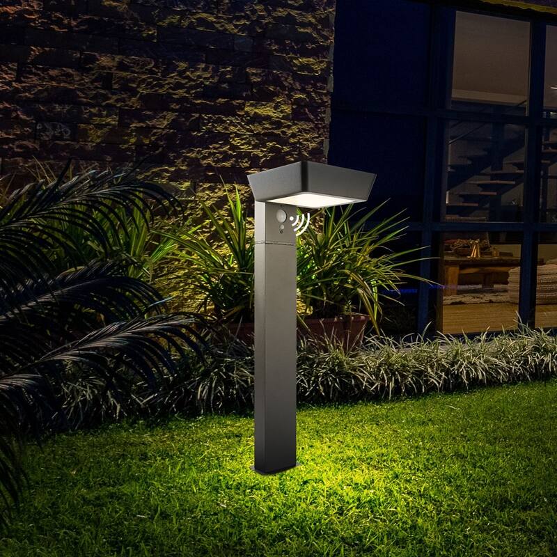 Solar Pathway Lights Outdoor LED Landscape Path Light with Dusk to Dawn Photocell Motion Sensor - Black