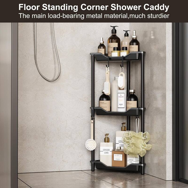 2/3/4/5 Tier Rustproof Floor Standing Corner Shower Caddy Organizer