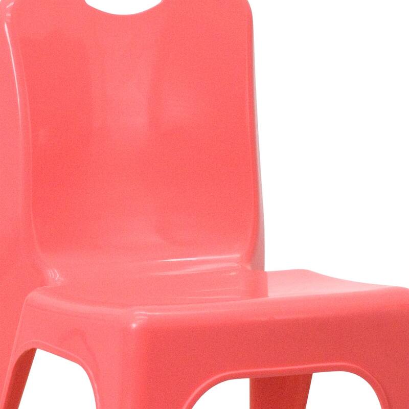10 Pack Plastic Stackable School Chair with Carrying Handle and 11'' Seat Height - 13.75"D x 12"W x 21.5"H