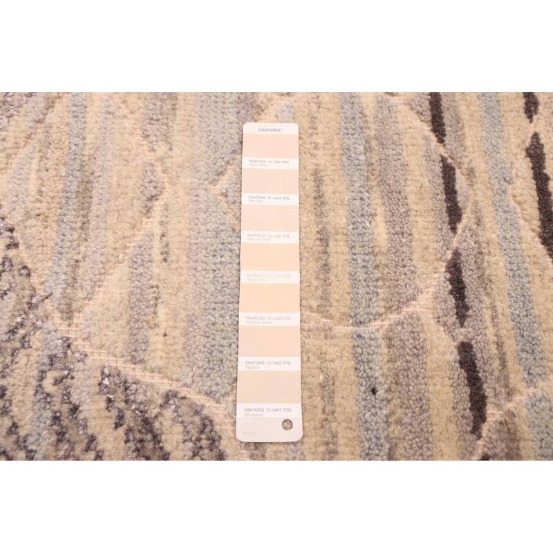 ECARPETGALLERY Hand-knotted Tangier Beige, Grey Viscose, Wool Rug - 5'4 x 7'5