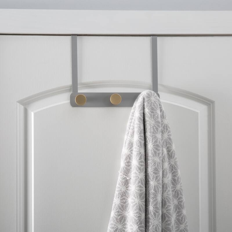 Elle Décor 3 Hook Over the Door Hook in Grey - 9.8" x 7.75" x 3.3"