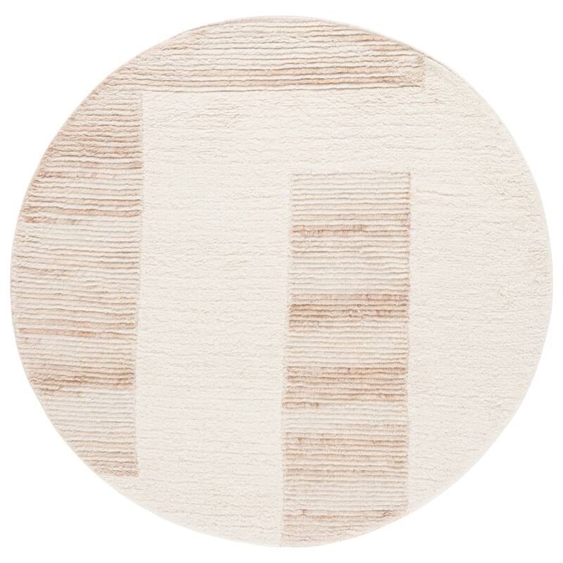 SAFAVIEH Handmade Vermont Kisha Transitional Wool Rug - 6' Round - Ivory/Beige