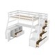 preview thumbnail 85 of 83, Loft Bed Frame wDesk and Storage Staircase, Wood Loft Bed with 7 Drawers and 2 Shelves, Kid's Loft Bed Study Bed with Staircase