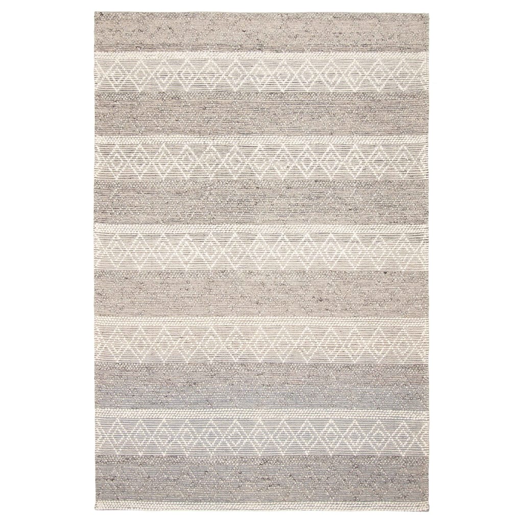 ECARPETGALLERY Braid weave Sienna Grey Wool Rug - 6'1 x 9'0