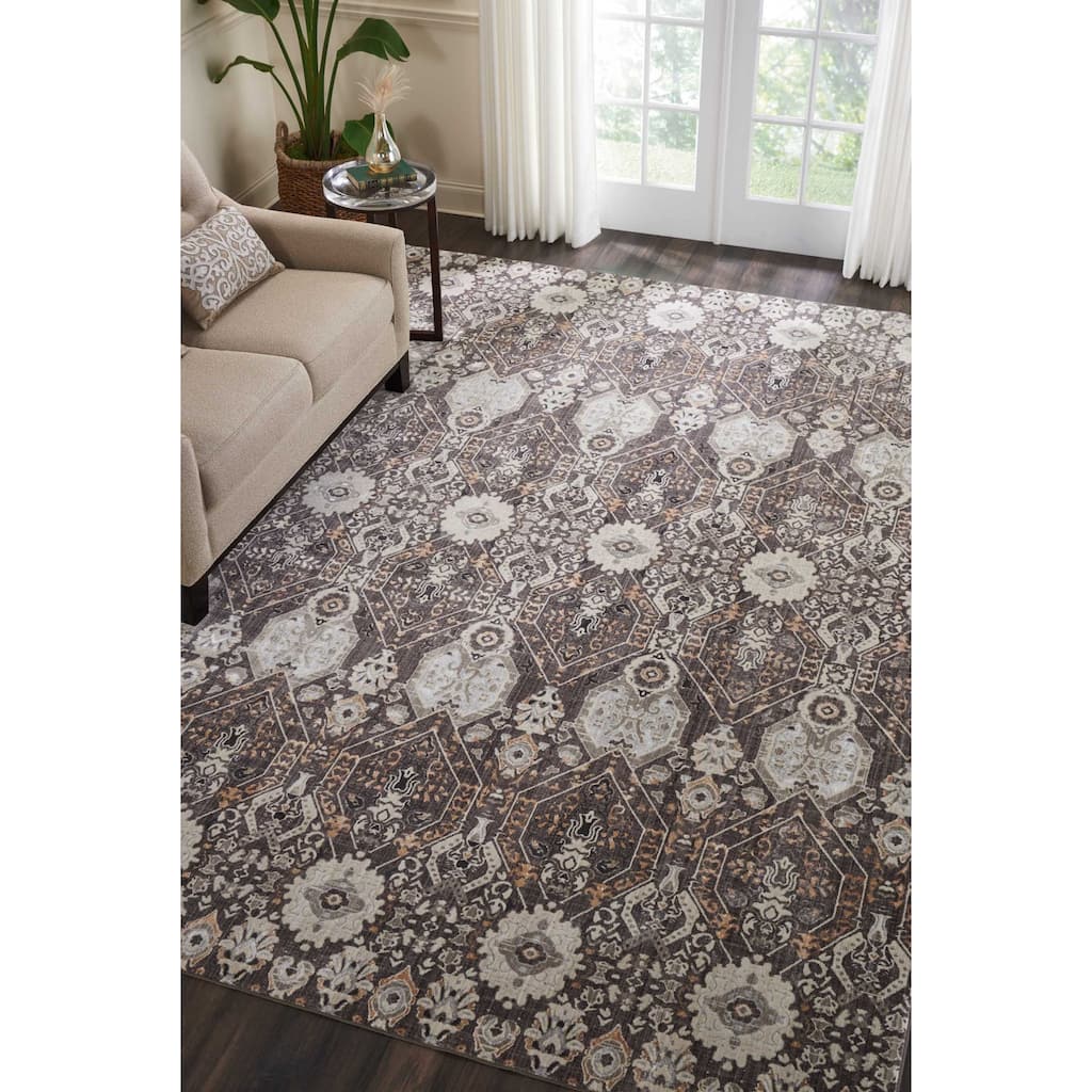 Silver Screen Floral Modern Area Rug