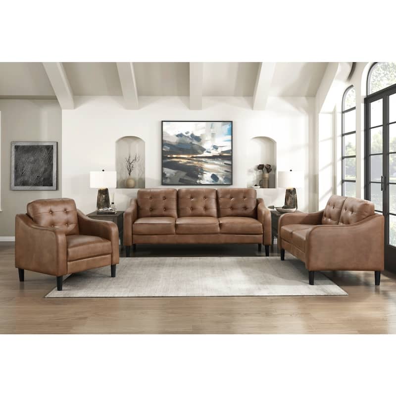 Milford Brown Tufted Microfiber Sofa