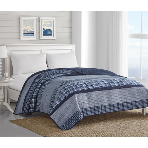 slide 2 of 7, Nautica Adelson Cotton Reversible Navy Quilt