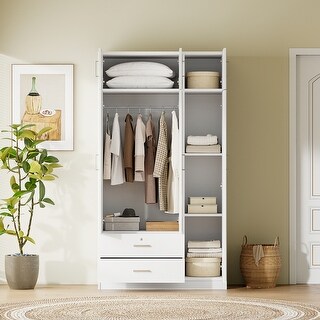 Small white wardrobe with mirror discount